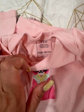 Paris Hilton Pink Infant Bodysuit with Multicolor Cat Prints